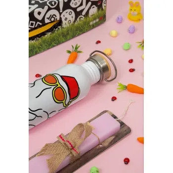 Friends turkey, Πασχαλινή Λαμπάδα με παγούρι μεταλλικό (620ml, stainless steel) & κερί αρωματικό πλακέ (30cm) (ΡΟΖ)