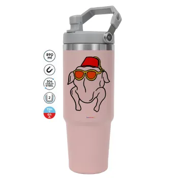 Friends turkey, Pink color, 890ml (30oz) stainless Steel Tumbler with Handle