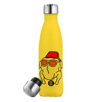 Friends turkey, Yellow Stainless Steel Metallic Thermos, double-walled, 500ml