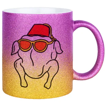 Friends turkey, Κούπα Χρυσή/Ροζ Glitter, κεραμική, 330ml