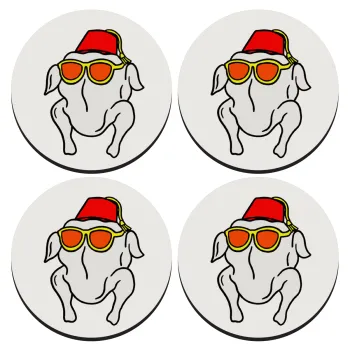 Friends turkey, ΣΕΤ 4 Σουβέρ ξύλινα στρογγυλά (9cm)