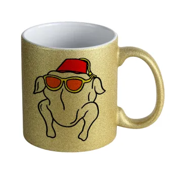 Friends turkey, Κούπα Χρυσή Glitter που γυαλίζει, κεραμική, 330ml