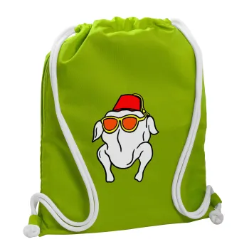Friends turkey, Backpack bag GYMBAG LIME GREEN, with pocket (40x48cm) & thick cords
