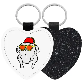 Friends turkey, Μπρελόκ PU δερμάτινο glitter καρδιά ΜΑΥΡΟ