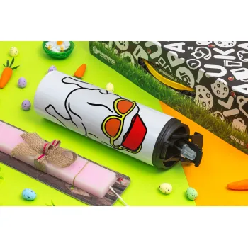 Friends turkey, Πασχαλινή Λαμπάδα με Travel Tumbler θερμό με διπλό καπάκι (600ml, BPA free) & κερί αρωματικό πλακέ (30cm) (ΡΟΖ)