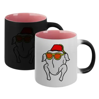 Friends turkey, Κούπα Μαγική εσωτερικό ΡΟΖ, κεραμική 330ml που αλλάζει χρώμα με το ζεστό ρόφημα