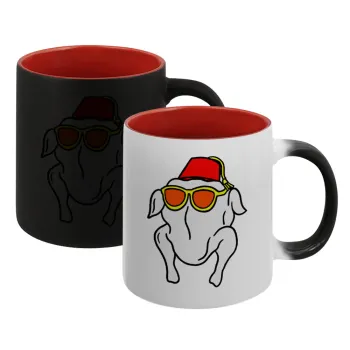 Friends turkey, Κούπα Μαγική εσωτερικό κόκκινο, κεραμική, 330ml που αλλάζει χρώμα με το ζεστό ρόφημα