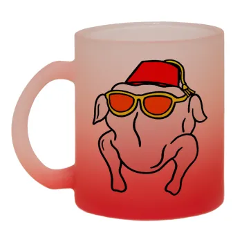 Friends turkey, Κούπα γυάλινη δίχρωμη με βάση το κόκκινο ματ, 330ml