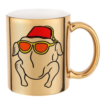 Friends turkey, Mug ceramic, gold mirror, 330ml