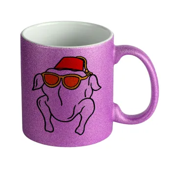 Friends turkey, Κούπα Μωβ Glitter που γυαλίζει, κεραμική, 330ml