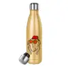 Glitter gold stainless steel thermos bottle, double-walled, 500ml