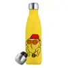 Yellow Stainless Steel Metallic Thermos, double-walled, 500ml