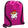 Τσάντα πλάτης πουγκί GYMBAG Φούξια, με τσέπη (40x48cm) & χονδρά κορδόνια
