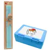 Easter Set, children's snack container BLUE & Easter aromatic flat candle (30cm) (TURQUOISE)