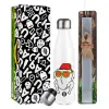 Easter candle, metallic white thermos bottle (500ml) & aromatic flat candle (30cm) (GRAY)