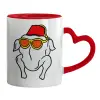 Mug heart red handle, ceramic, 330ml