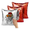 Μαξιλάρι καναπέ Μαγικό Κόκκινο με πούλιες 40x40cm περιέχεται το γέμισμα