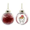 Transparent Christmas tree ball ornament with red filling 8cm