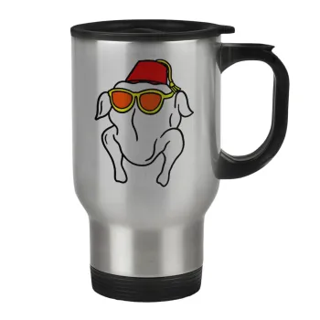 Friends turkey, Stainless steel travel mug with lid, double wall 450ml