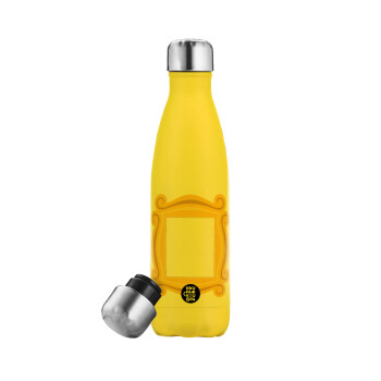 Friends frame, Μεταλλικό παγούρι θερμός Κίτρινος (Stainless steel), διπλού τοιχώματος, 500ml