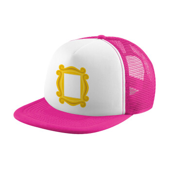 Friends frame, Καπέλο Ενηλίκων Soft Trucker με Δίχτυ Pink/White (POLYESTER, ΕΝΗΛΙΚΩΝ, UNISEX, ONE SIZE)