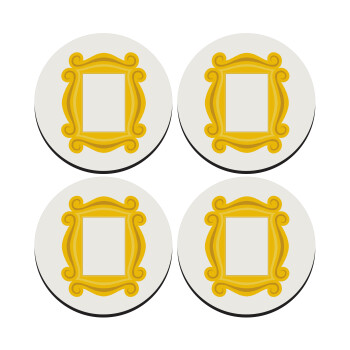 Friends frame, SET of 4 round wooden coasters (9cm)