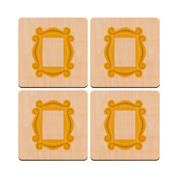 Friends frame, ΣΕΤ x4 Σουβέρ ξύλινα τετράγωνα plywood (9cm)