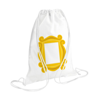 Friends frame, Τσάντα πλάτης πουγκί GYMBAG λευκή (28x40cm)