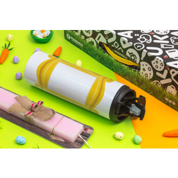 Friends frame, Easter candle,Travel Tumbler 2 Lids, with metal straw & cleaning brush & aromatic flat candle (30cm) (PINK)