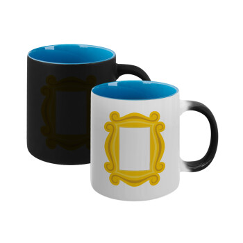 Friends frame, Κούπα Μαγική εσωτερικό μπλε, κεραμική 330ml που αλλάζει χρώμα με το ζεστό ρόφημα