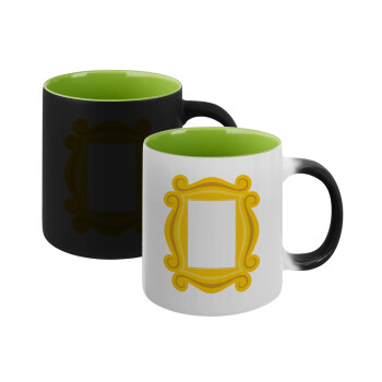 Friends frame, Κούπα Μαγική εσωτερικό πράσινο, κεραμική 330ml που αλλάζει χρώμα με το ζεστό ρόφημα