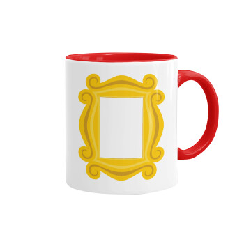 Friends frame, Κούπα χρωματιστή κόκκινη, κεραμική, 330ml