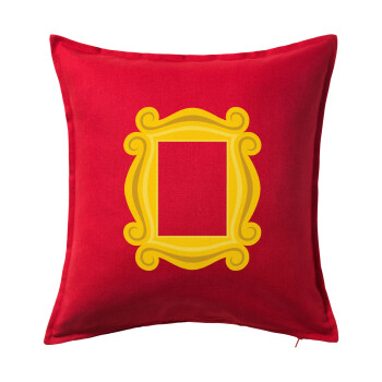 Friends frame, Μαξιλάρι καναπέ Κόκκινο 100% βαμβάκι, περιέχεται το γέμισμα (50x50cm)