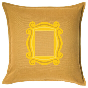 Friends frame, Μαξιλάρι καναπέ Κίτρινο 100% βαμβάκι, περιέχεται το γέμισμα (50x50cm)