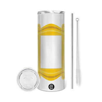Friends frame, Eco friendly stainless steel tumbler 600ml, with metal straw & cleaning brush