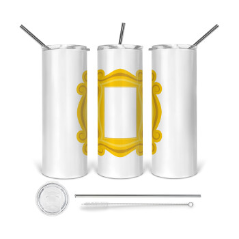 Friends frame, 360 Eco friendly stainless steel tumbler 600ml, with metal straw & cleaning brush