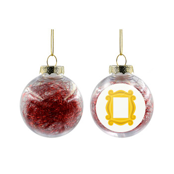 Friends frame, Χριστουγεννιάτικη μπάλα δένδρου διάφανη με κόκκινο γέμισμα 8cm