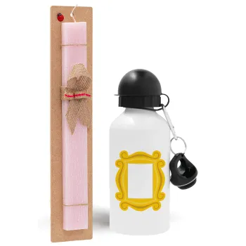 Friends frame, Easter Set, metallic aluminum bottle (500ml) & aromatic flat Easter candle (30cm) (PINK)