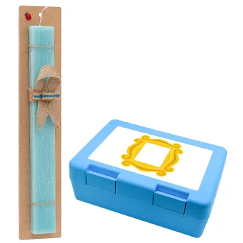 Friends frame, Easter Set, children's snack container BLUE & Easter aromatic flat candle (30cm) (TURQUOISE)