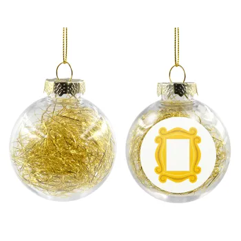 Friends frame, Transparent Christmas tree ball ornament with gold filling 8cm
