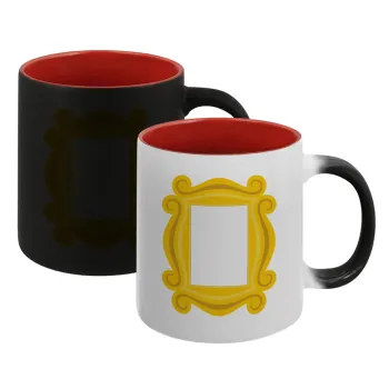 Friends frame, Κούπα Μαγική εσωτερικό κόκκινο, κεραμική, 330ml που αλλάζει χρώμα με το ζεστό ρόφημα