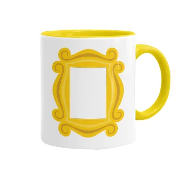 Friends frame, Κούπα χρωματιστή κίτρινη, κεραμική, 330ml