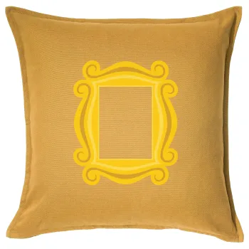 Friends frame, Μαξιλάρι καναπέ Κίτρινο 100% βαμβάκι, περιέχεται το γέμισμα (50x50cm)
