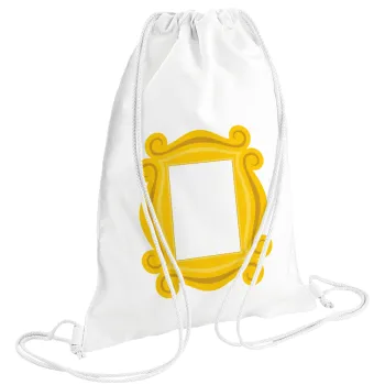 Friends frame, Τσάντα πλάτης πουγκί GYMBAG λευκή (28x40cm)