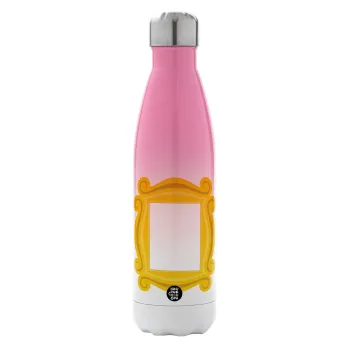 Friends frame, Metal mug thermos Pink/White (Stainless steel), double wall, 500ml