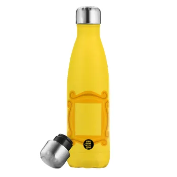 Friends frame, Yellow Stainless Steel Metallic Thermos, double-walled, 500ml