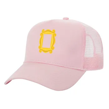 Friends frame, Καπέλο Ενηλίκων Structured Trucker, με Δίχτυ, ΡΟΖ (100% ΒΑΜΒΑΚΕΡΟ, ΕΝΗΛΙΚΩΝ, UNISEX, ONE SIZE)