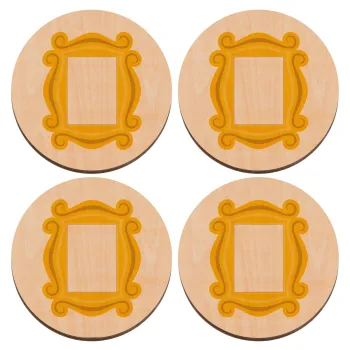 Friends frame, ΣΕΤ x4 Σουβέρ ξύλινα στρογγυλά plywood (9cm)