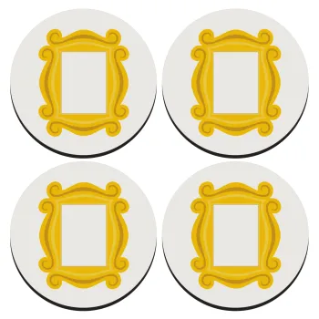 Friends frame, ΣΕΤ 4 Σουβέρ ξύλινα στρογγυλά (9cm)