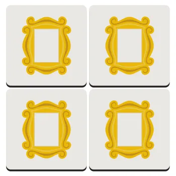 Friends frame, ΣΕΤ 4 Σουβέρ ξύλινα τετράγωνα (9cm)